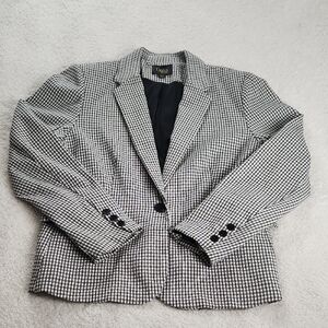 Classic Black and White Checkered Blazer